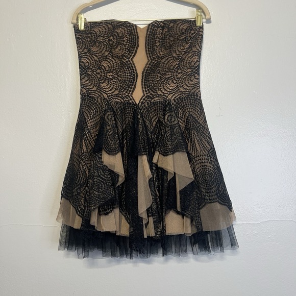 bcbgmaxazria strapless tiered tulle mini dress BCBGMAXAZRIA Strapless Tiered Tulle Mini Dress